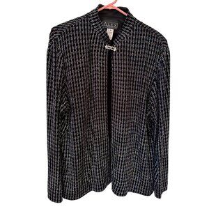 Alex Evenings Black Silver Velvet Glitter Jacket Size 18